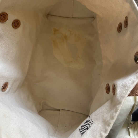 Vtg Ralph Lauren RL Paint Canvas leather strap tote bag RARE - Picture 6 of 7